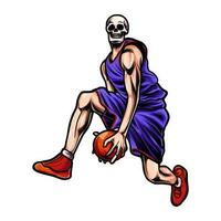 Basketball Spieler mit ein Schädel Kopf vektor