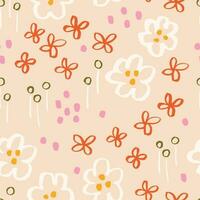 schön Blumen- Feld Vektor Textur. nahtlos Blumen- Muster mit Hand gezeichnet Tinte Blumen und Blätter. abstrakt botanisch Hintergrund