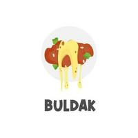 utsökt ost buldak koreanska mat illustration logotyp vektor