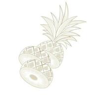 årgång ananas frukt enkel tecknad serie illustration logotyp vektor