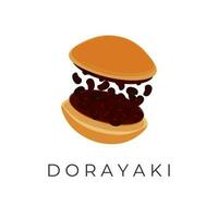 Dorayaki japanisch Pfannkuchen Illustration Logo mit rot Bohne Einfügen Füllung vektor