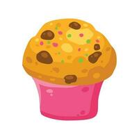 Schokolade Cupcake mit Schoko Chips Essen Karikatur Vektor Illustration