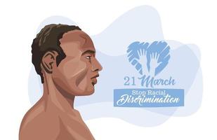 Stop Rassismus International Day Poster mit Afro-Mann-Profil vektor