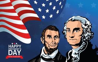 Happy Presidents Day Poster mit Lincoln und Washington vektor