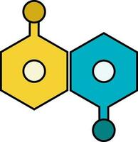 platt molekyl ikon i gul och blå Färg. vektor