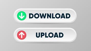 Download- und Upload-Button im 3D-Stil mit Pfeilsymbolen vektor