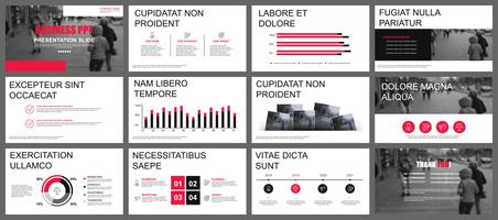 Affärspraxis PowerPoint slider mallar från infografiska element. vektor