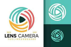lins slutare kamera färgrik logotyp vektor ikon illustration