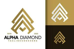 Brief ein Alpha Diamant Logo Vektor Symbol Illustration