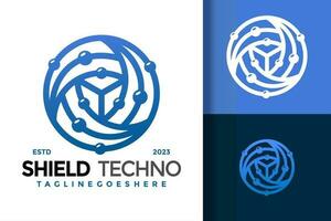 Schild Technologie Molekül Logo Vektor Symbol Illustration