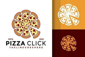 pizza klick logotyp design vektor symbol ikon illustration