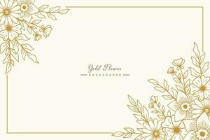 skön hand dragen guld blommor och löv på vit bakgrund för bröllop inbjudningar eller engagemang eller hälsning kort vektor