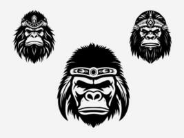 gorilla hand dragen logotyp design illustration vektor