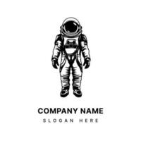 astronaut logotyp design hand dragen illustration vektor