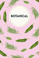botaniska bokstäver i affisch med gröna blad i cirkulär ram vektor