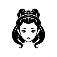 japanisch Geisha Mädchen Hand gezeichnet Logo Design Illustration vektor