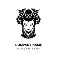 ein Verschmelzung von traditionell und modern Ästhetik, diese Hand gezeichnet Logo Design schildert das verlockend Charme von ein japanisch Geisha Mädchen. vektor