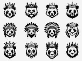 panda hand dragen logotyp design illustration vektor