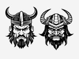 Samurai Hand gezeichnet Logo Design Illustration vektor