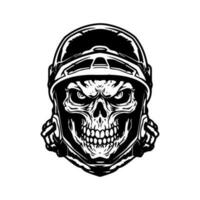 einzigartig Hand gezeichnet Logo Design mit ein Schädel Zombie mit ein Motorrad Biker Helm, Darstellen Rebellion, Achtung, und ein furchtlos Geist vektor