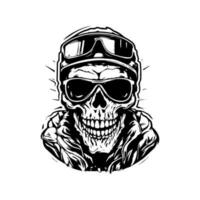 skalle zombie bär motorcykel cyklist hjälm logotyp vektor