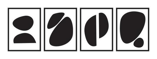 samtida uppsättning av trendig abstrakt konst, svartvit, minimalistisk, handmålad kompositioner för vägg dekor, grafik, affischer, och broschyrer. vektor