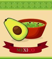 mexikanisches Restaurantplakat mit Avocado und Guacamole vektor