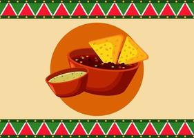 mexikanisches Restaurantplakat mit Nachos und Saucen vektor