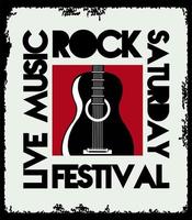 rock live festival bokstäver affisch med gitarr vektor