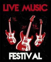 Live-Musikfestival-Schriftzugplakat mit E-Gitarren vektor