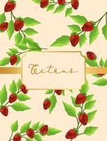 frische Erdbeeren Früchte Poster mit Zitrus Wort Schriftzug im Muster vektor