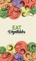 äta grönsaker bokstäver affisch med vektor