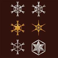 Bündel Schneeflocken und Sterne Frohe Weihnachten Set Icons vektor