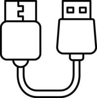 zwei Seite USB Kabel Symbol im Linie Kunst. vektor