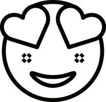 Herz Augen Gesicht Emoji Charakter Symbol im Linie Kunst. vektor