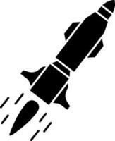 Glyphe Rakete Symbol im eben Stil. vektor