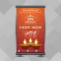 Abstrakt stilfull Glad Diwali rullar upp banners designmall vektor