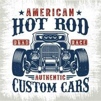 amerikan hotrod drag lopp äkta beställnings- bilar - varm stång t skjorta design vektor