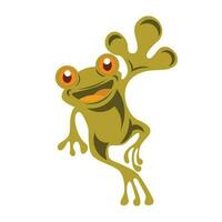 süß Grün Frosch Karikatur Charakter Symbol Logo isoliert auf Weiß Hintergrund vektor