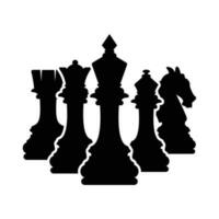 Vektor Schach Stücke Mannschaft isoliert auf Weiß. Silhouetten von Schach Stücke
