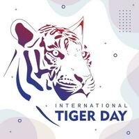 blå lila av tiger huvud i hand dragen design för internationell tiger dag kampanj design vektor