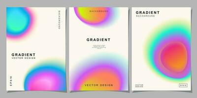 einstellen von kreativ Abdeckungen oder Plakate Konzept im modern minimal Stil zum korporativ Identität, Marke, Sozial Medien Werbung, Werbeaktion. minimalistisch Startseite Design Vorlage mit dynamisch Flüssigkeit Gradient. vektor