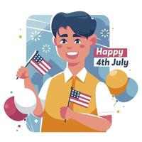 ung amerikansk firar 4 juli vektor