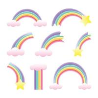 pastell regnbåge ikonuppsättning vektor