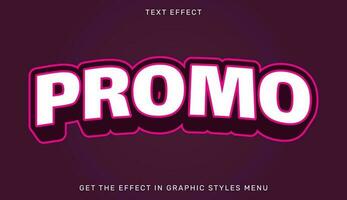 Promo editierbar Text bewirken im 3d Stil mit Rosa und Weiß Farbe isoliert auf dunkel Hintergrund. geeignet zum Marke oder Geschäft Logo vektor