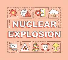 kärn explosion ord begrepp rosa baner. radioaktiv förorening. infographics med redigerbar ikoner på Färg bakgrund. isolerat typografi. vektor illustration med text