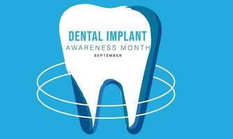 Dental implantieren Bewusstsein Monat. Hintergrund, Banner, Karte, Poster, Vorlage. Vektor Illustration.