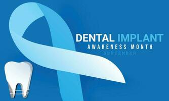 Dental implantieren Bewusstsein Monat. Hintergrund, Banner, Karte, Poster, Vorlage. Vektor Illustration.