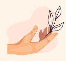Hand Mensch hält Blätter Pflanzensymbol