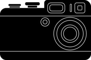Illustration von ein Kamera im schwarz und Weiß Farbe. Glyphe Symbol oder Symbol. vektor